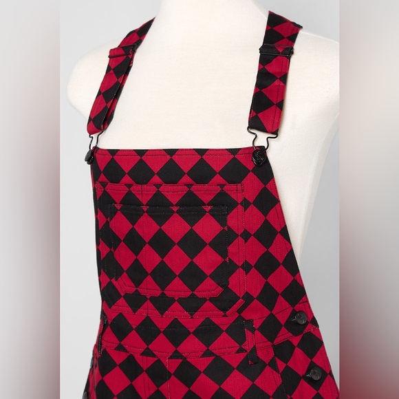 SALE NWT Black Friday Harlequin Checkered Overall Shorts, ModCloth, Harley Quinn - Picture 4 of 9